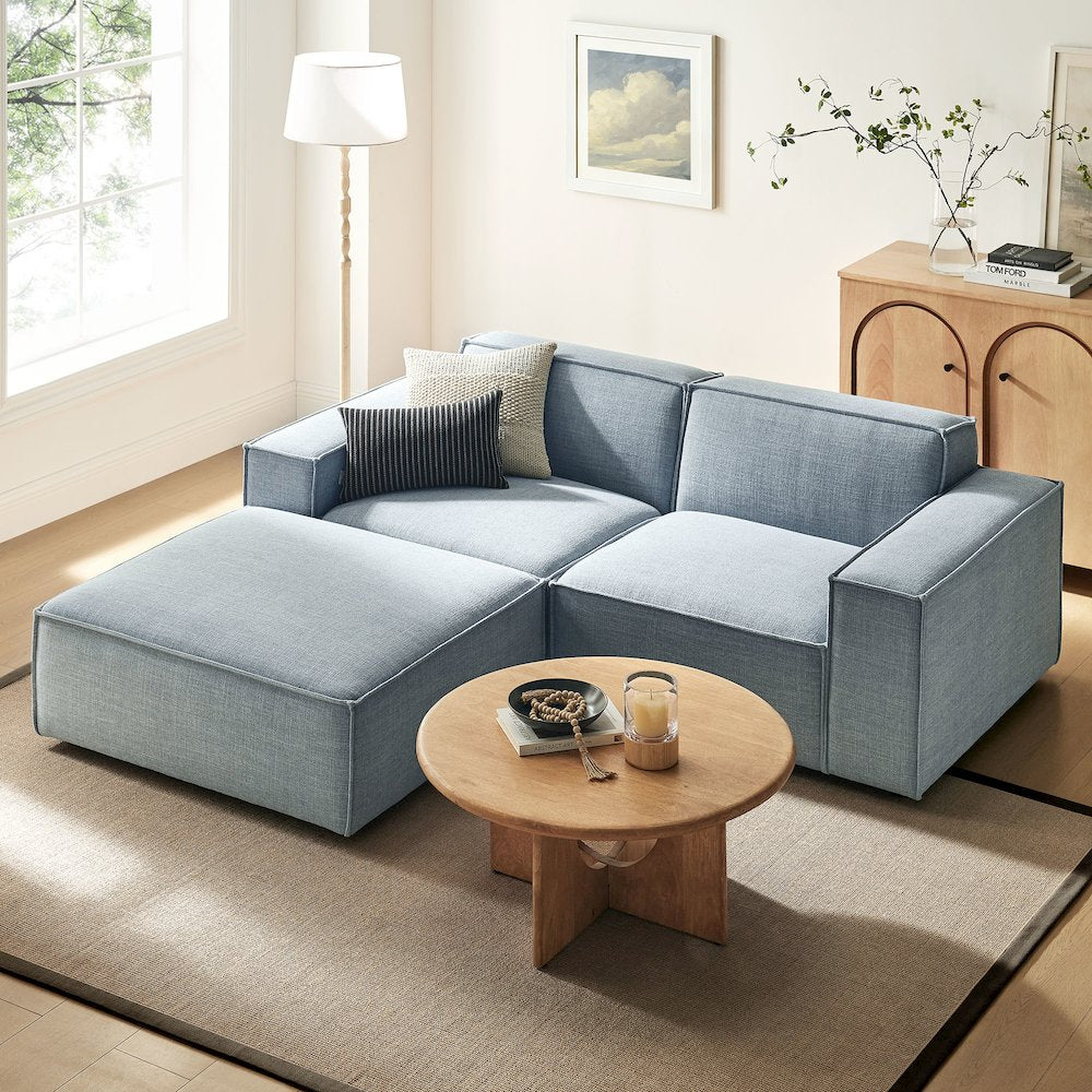 Restore 3-Piece Performance Fabric Upholstered Modular Loveseat with Ottoman