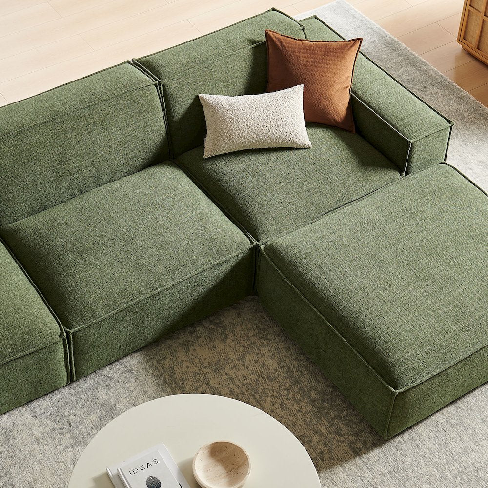 Restore 4-Piece Performance Fabric Upholstered Modular Sofa Set with Ottoman