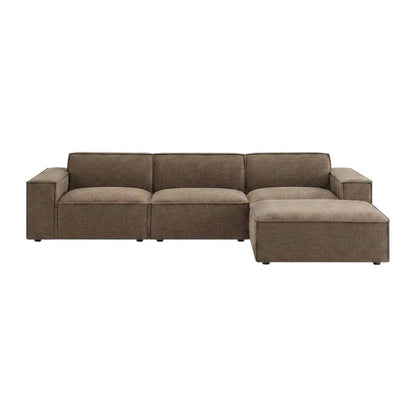 Performance Fabric Modular Sectional Sofa with Ottoman for Living Room, Mocha