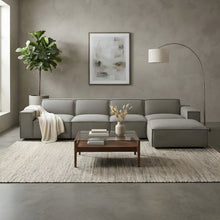 Performance Fabric Modular Sectional Sofa with Ottoman, Set of 4, Pewter