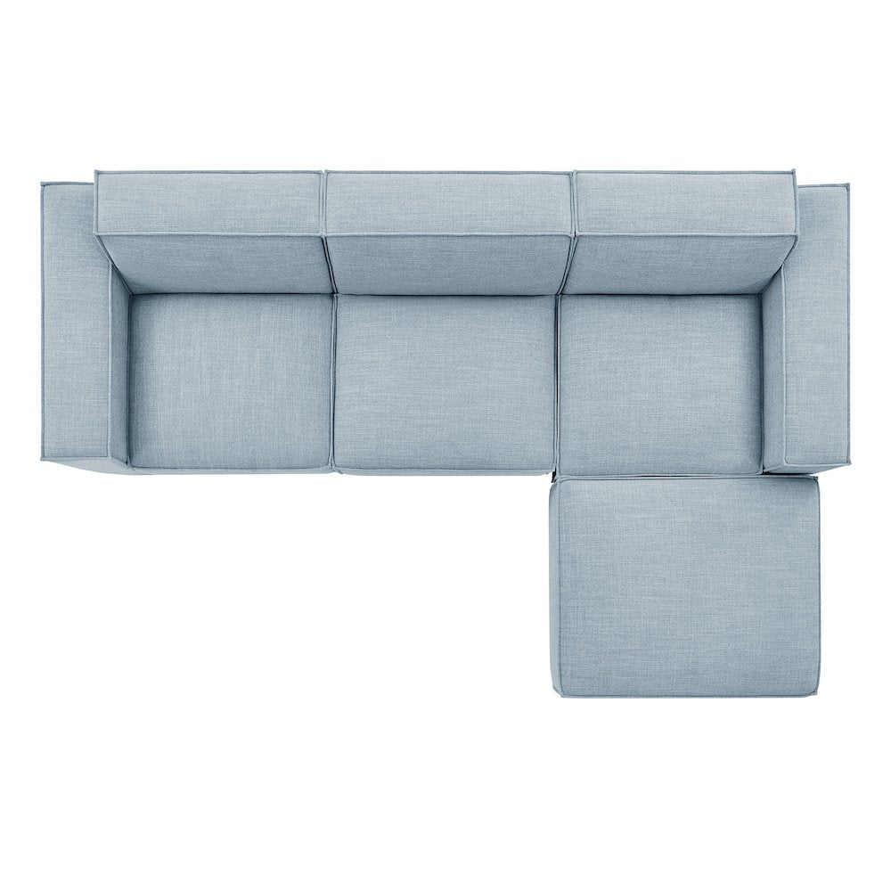 Restore 4-Piece Performance Fabric Upholstered Modular Sofa Set with Ottoman