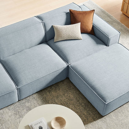 Restore 4-Piece Performance Fabric Upholstered Modular Sofa Set with Ottoman