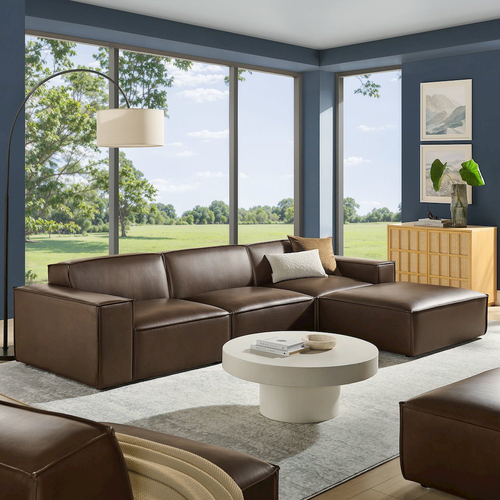 Restore 4-Piece Vegan Leather Modular Sofa Set with Ottoman