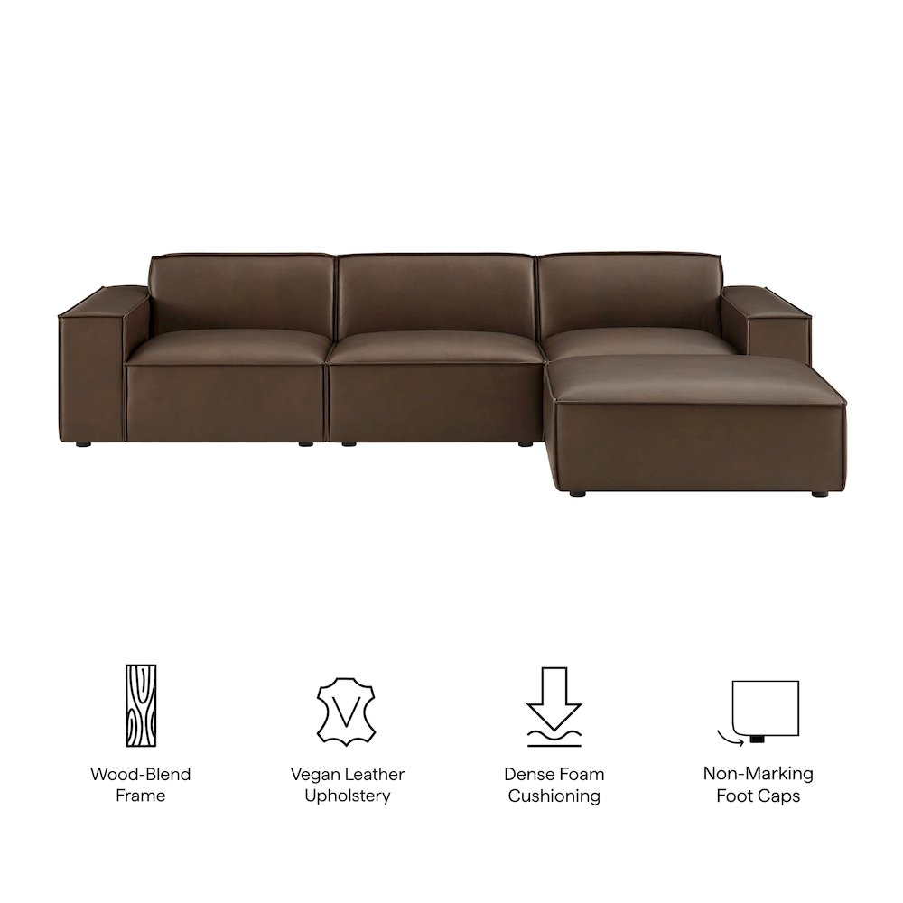 Restore 4-Piece Vegan Leather Modular Sofa Set with Ottoman