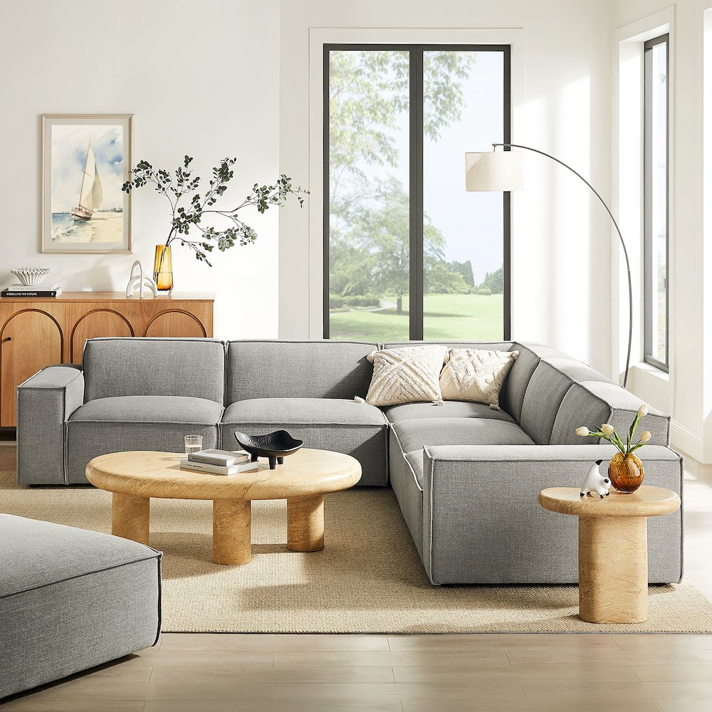 Restore 5-Piece Performance Fabric Upholstered Modular L-Shaped Sofa