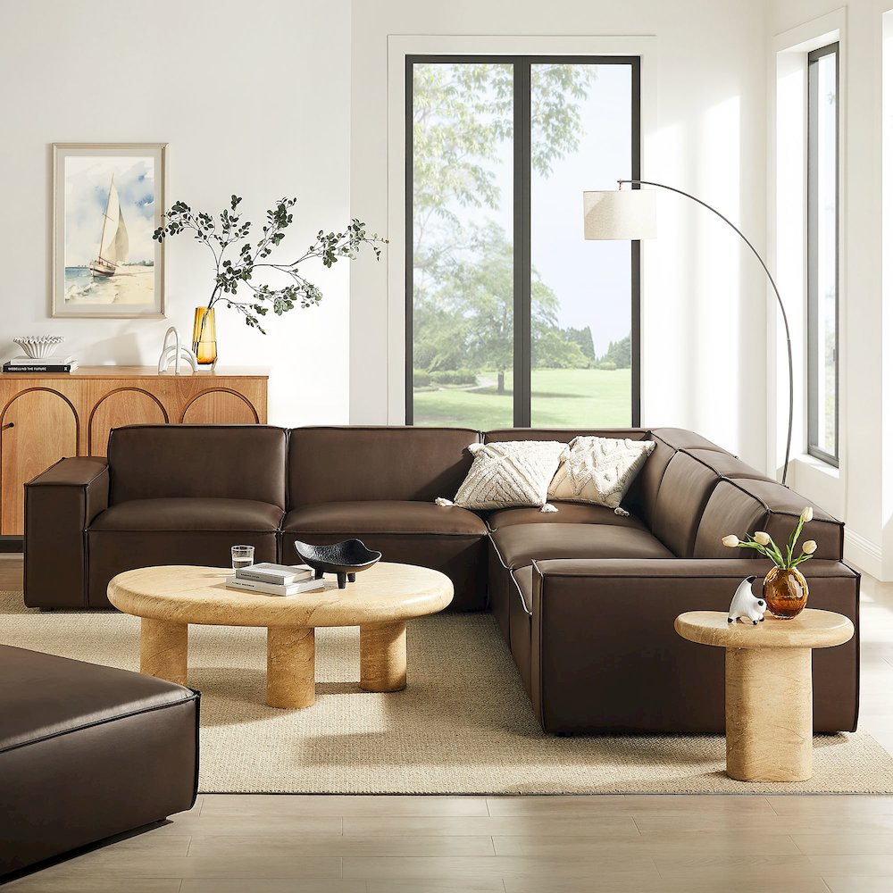 Restore 5-Piece Vegan Leather Modular L-Shaped Sofa
