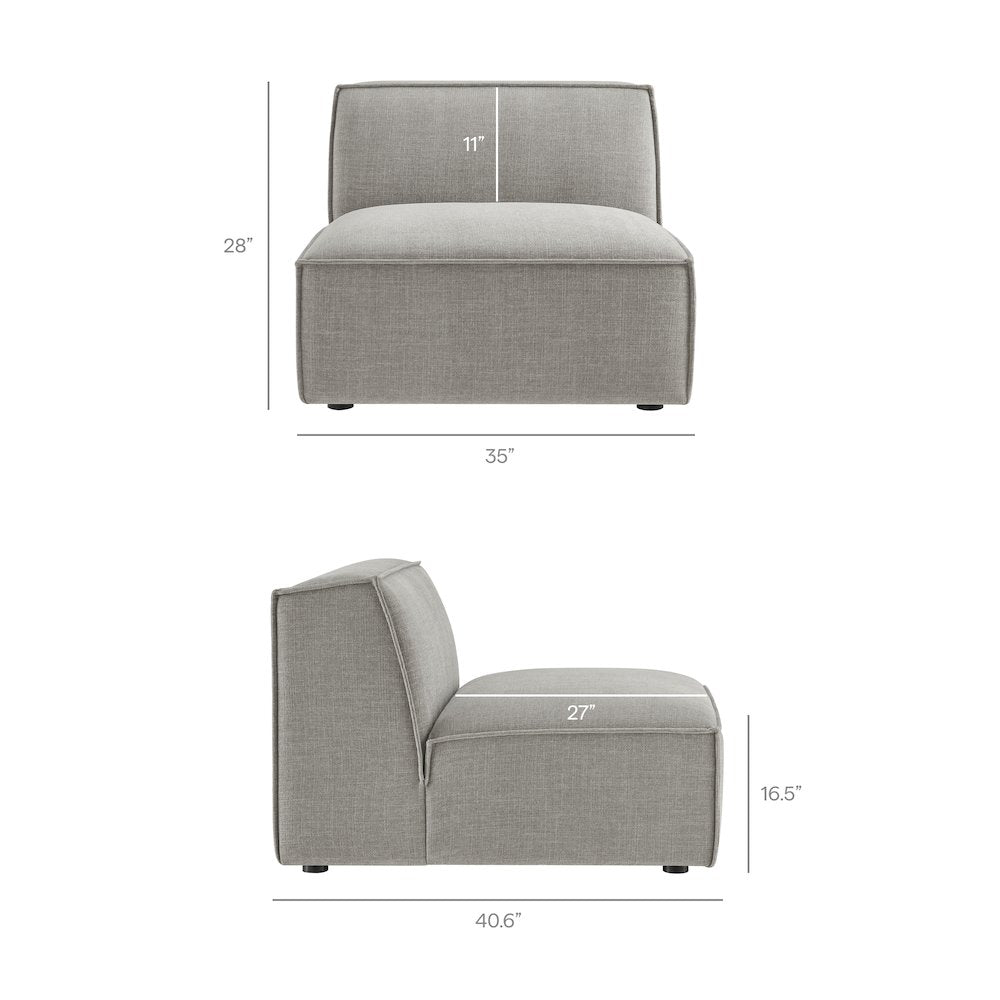 Restore 4-Piece Performance Fabric Modular L-Shaped Armless Sect. Sofa