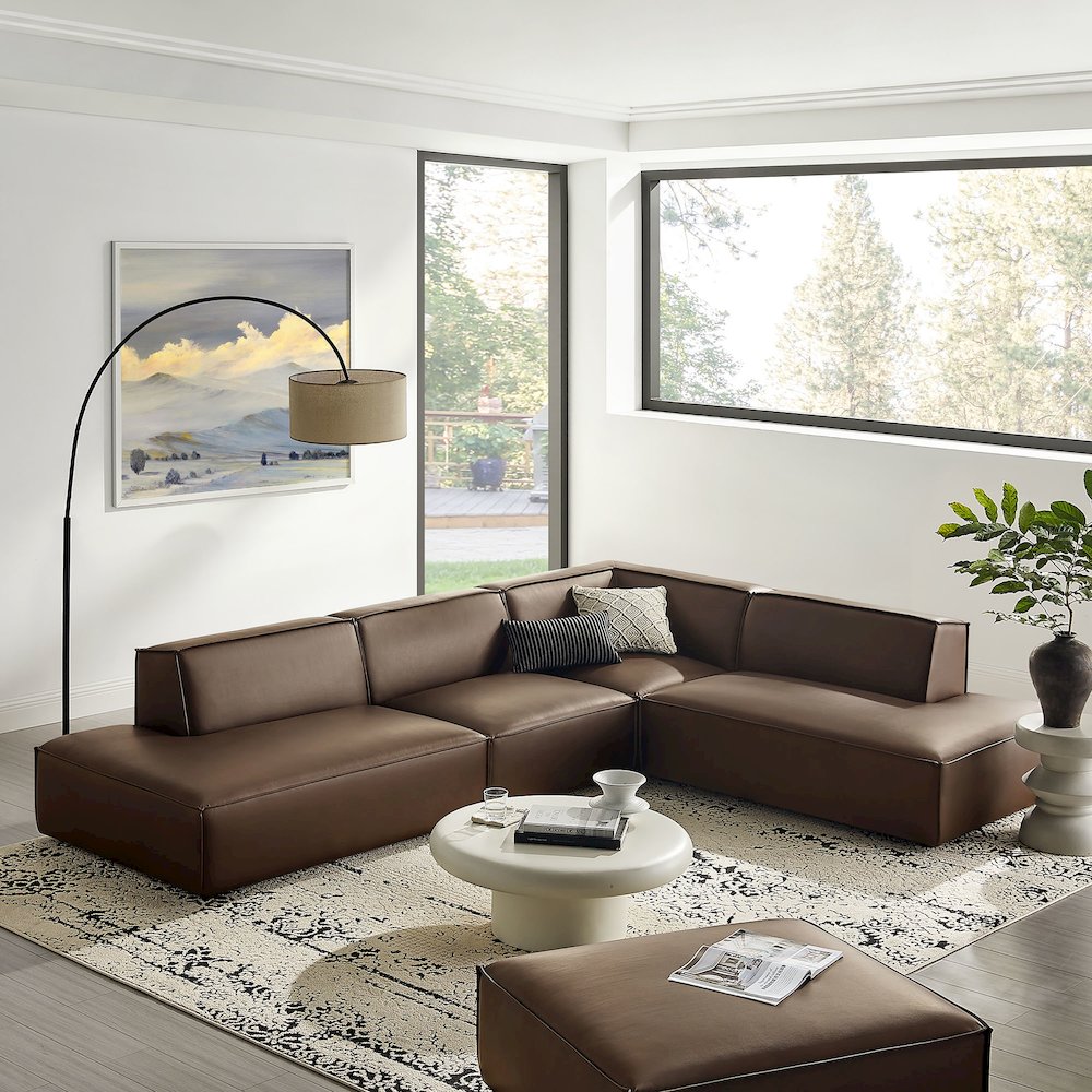 Restore 4-Piece Vegan Leather Modular L-Shaped Armless Sectional Sofa
