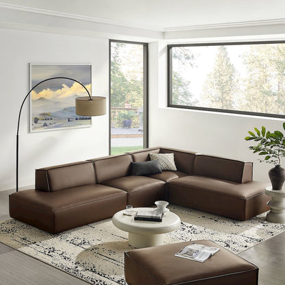 Restore 4-Piece Vegan Leather Modular L-Shaped Armless Sectional Sofa