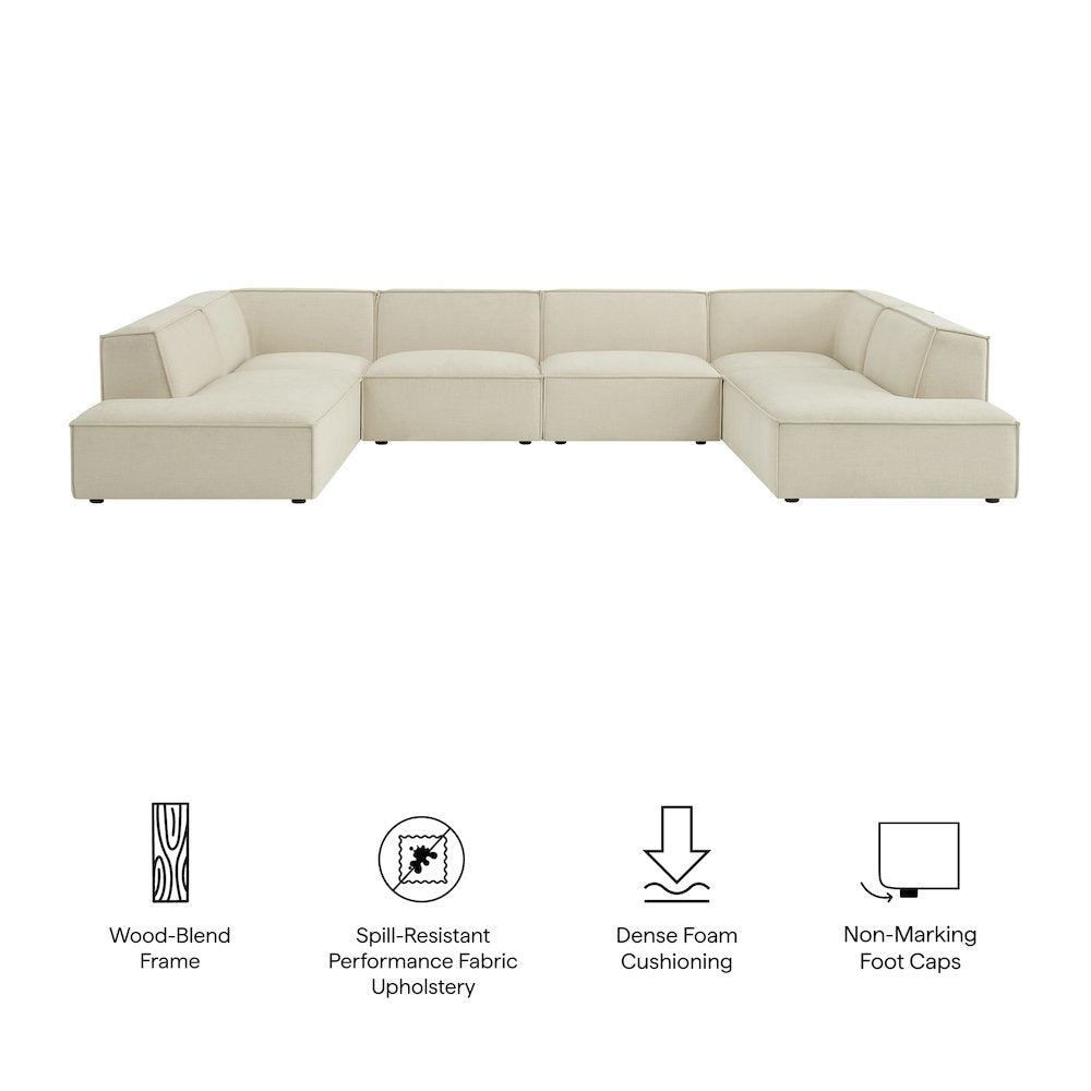 Restore 6-Piece Performance Fabric Upholstered U-Shaped Sectional Sofa