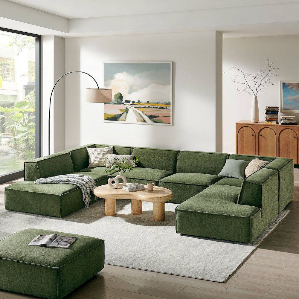 Restore 6-Piece Performance Fabric Upholstered U-Shaped Sectional Sofa