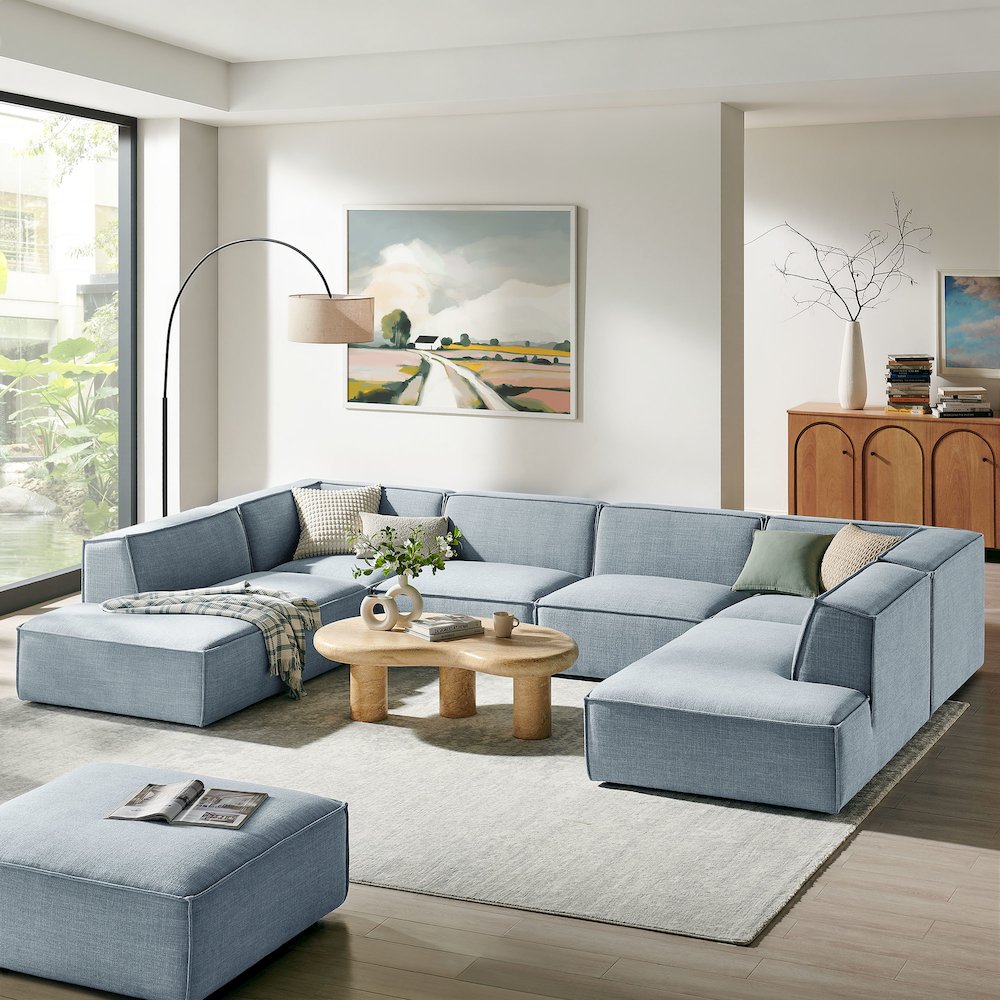Restore 6-Piece Performance Fabric Upholstered U-Shaped Sectional Sofa