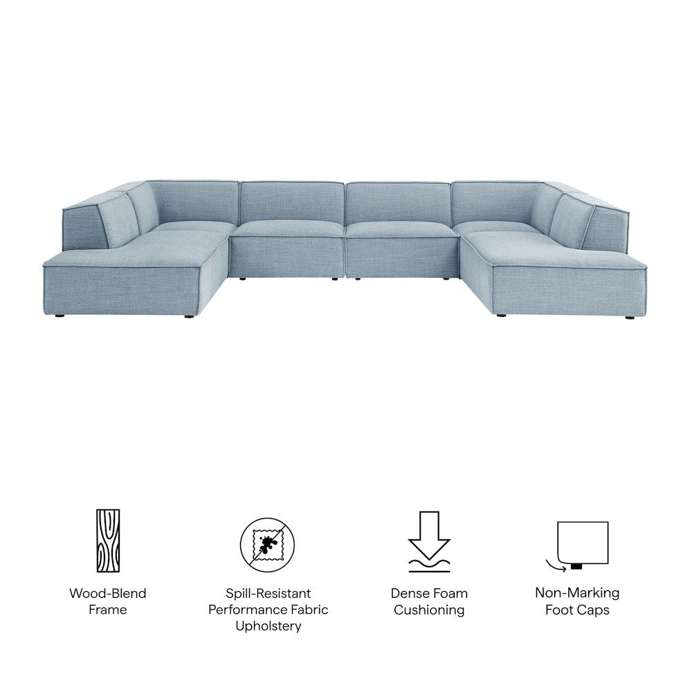 Restore 6-Piece Performance Fabric Upholstered U-Shaped Sectional Sofa