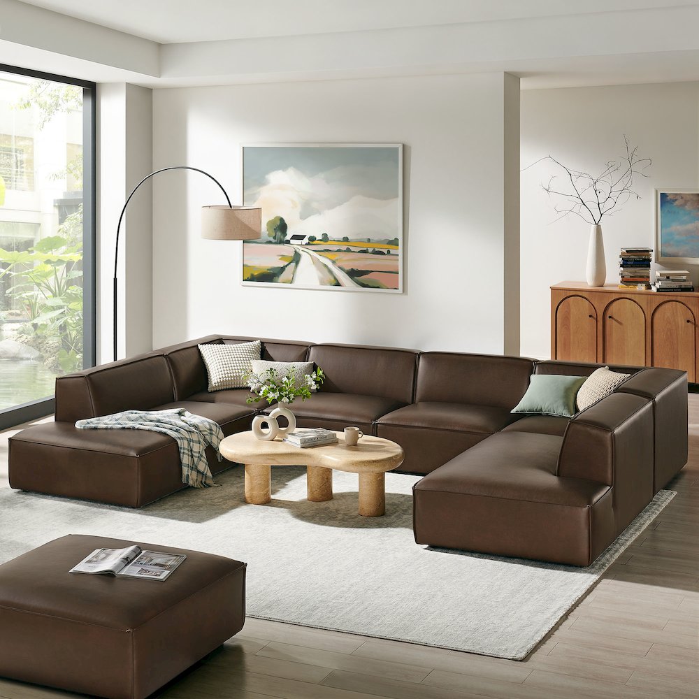 Restore 6-Piece Vegan Leather U-Shaped Armless Sectional Sofa