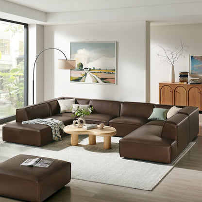 Restore 6-Piece Vegan Leather U-Shaped Armless Sectional Sofa