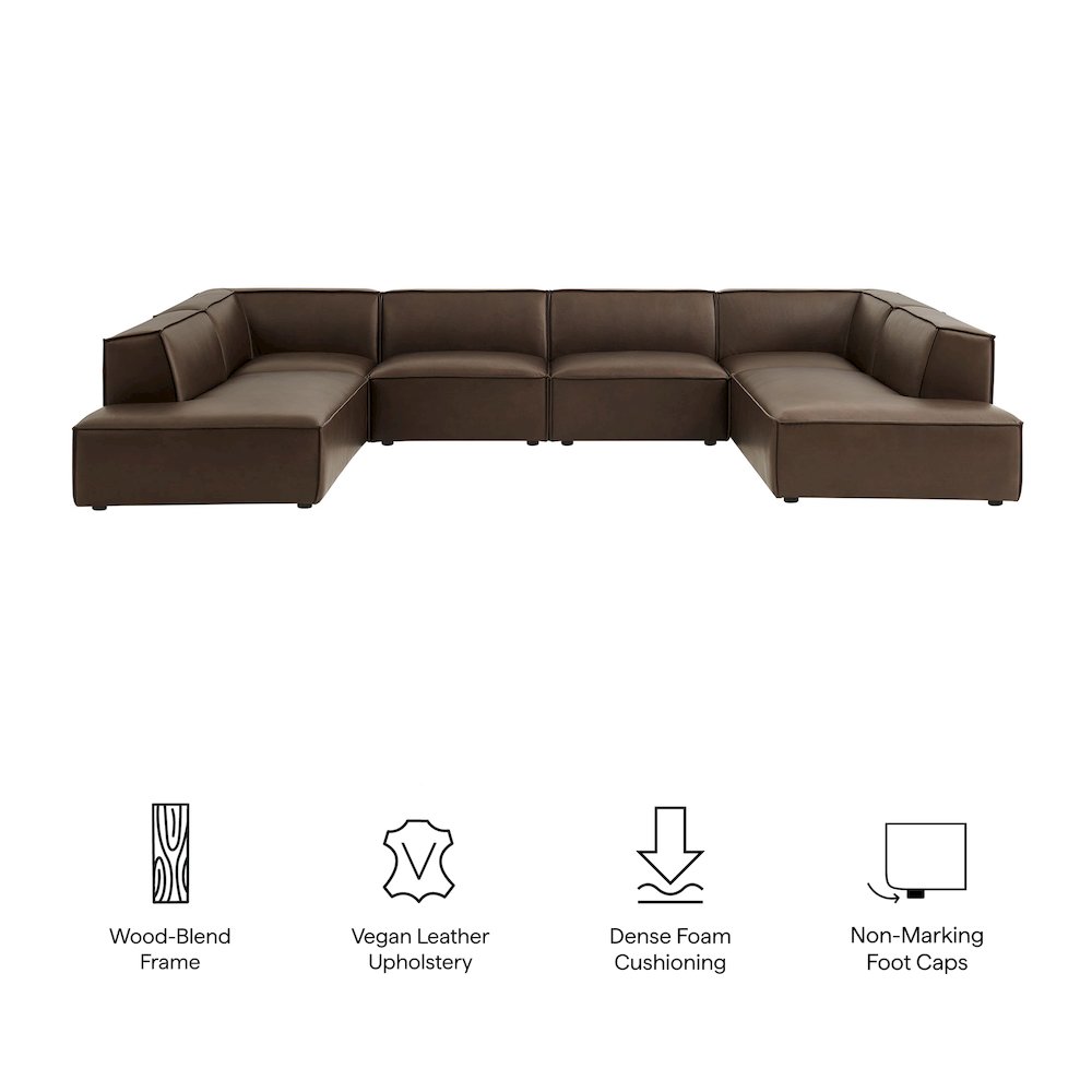 Restore 6-Piece Vegan Leather U-Shaped Armless Sectional Sofa