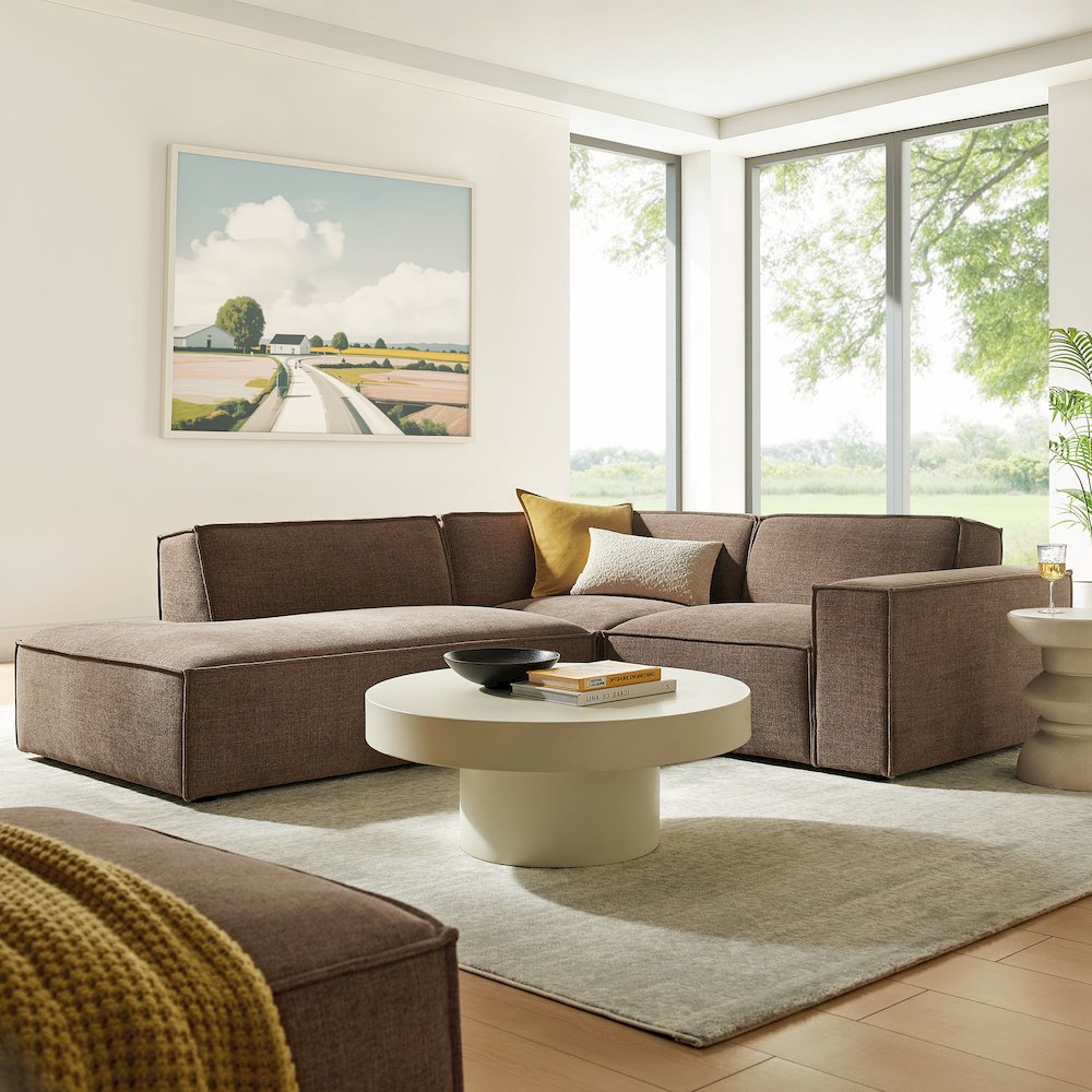 Restore 3-Piece Performance Fabric Upholstered Modular L-Shaped Sectional Sofa