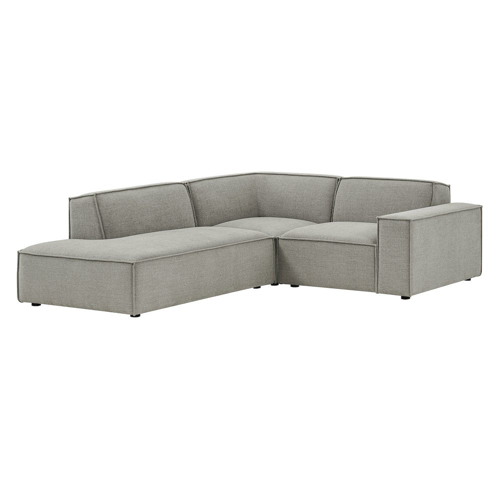 Restore 3-Piece Performance Fabric Upholstered Modular L-Shaped Sectional Sofa