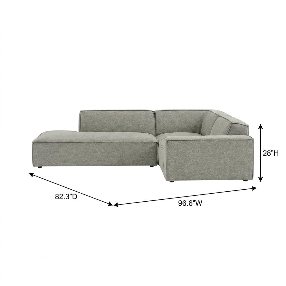 Performance Fabric Modular L-Shaped Sectional Sofa for Living Room, Pewter