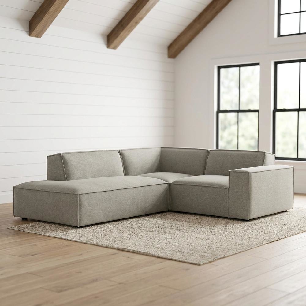 Performance Fabric Modular L-Shaped Sectional Sofa for Living Room, Pewter
