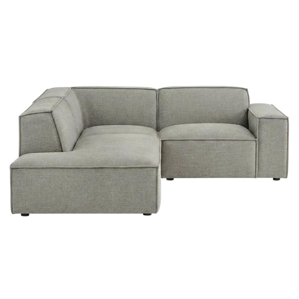Performance Fabric Modular L-Shaped Sectional Sofa for Living Room, Pewter