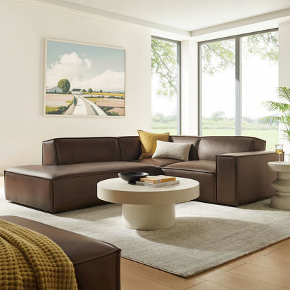 Restore 3-Piece Vegan Leather Modular L-Shaped Sectional Sofa