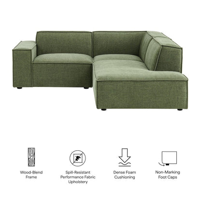 Restore 3-Piece Performance Fabric Upholstered Modular L-Shaped Sectional Sofa