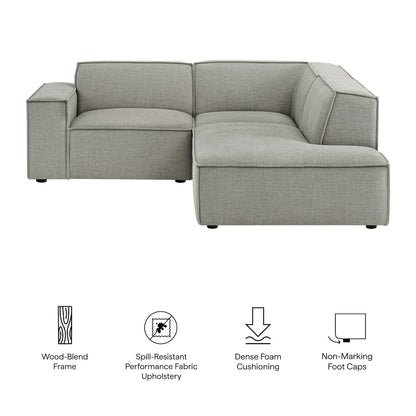Restore 3-Piece Performance Fabric Upholstered Modular L-Shaped Sectional Sofa