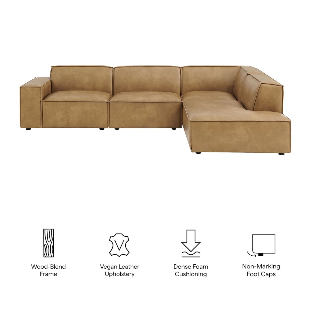 Restore 4-Piece Vegan Leather Modular L-Shaped Sofa