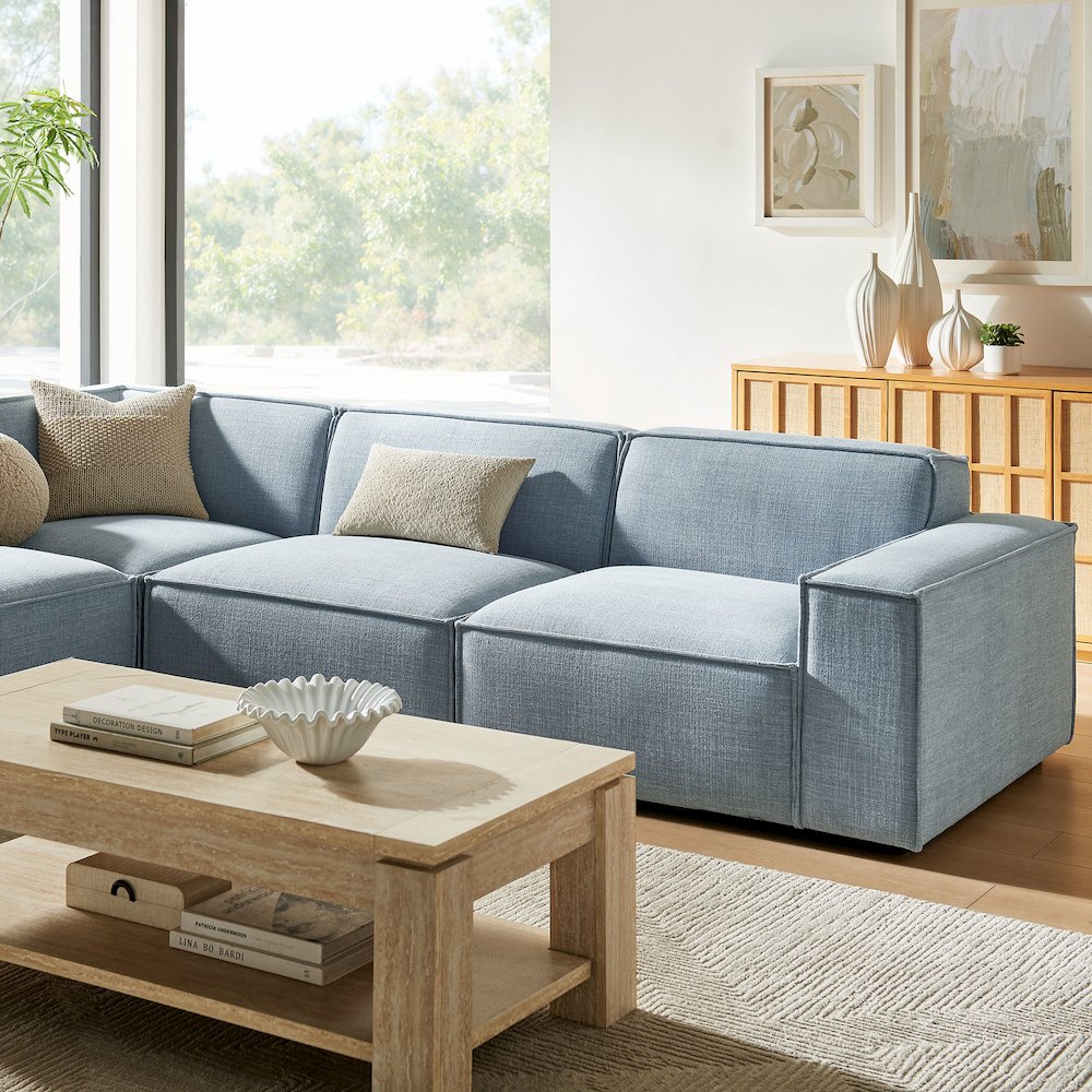 Restore 4-Piece Performance Fabric Upholstered Modular L-Shaped Sofa