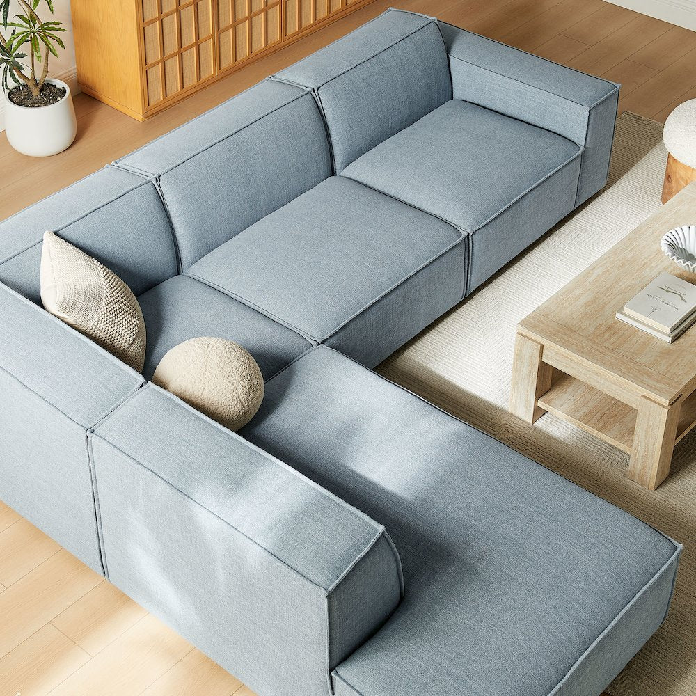 Restore 4-Piece Performance Fabric Upholstered Modular L-Shaped Sofa