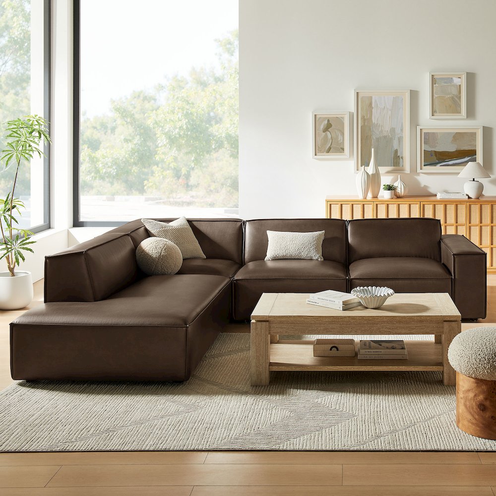 Restore 4-Piece Vegan Leather Modular L-Shaped Sofa