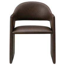 Vegan Leather Dining Armchair with Padded Seat and Arms, Espresso