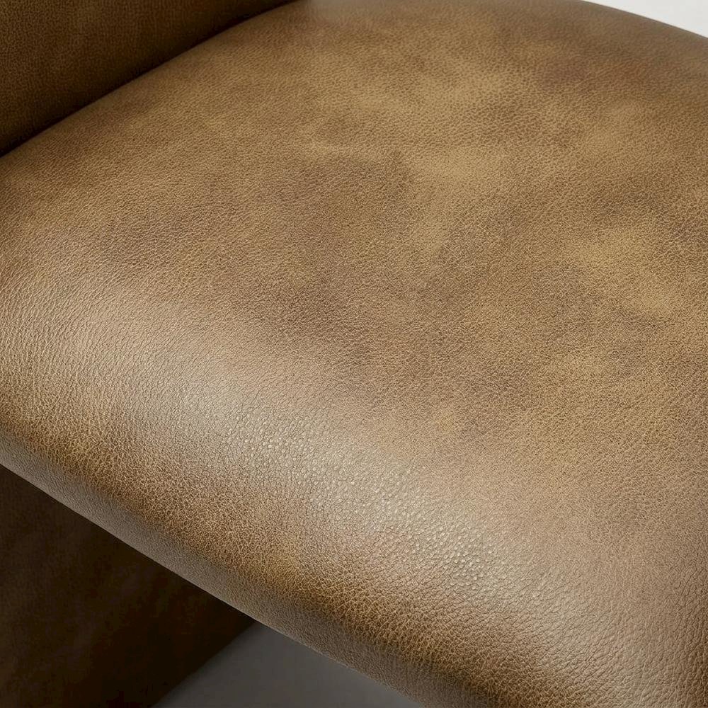 Vegan Leather Dining Armchair with Padded Seat and Arms for Dining Room, Toast