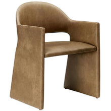 Vegan Leather Dining Armchair with Padded Seat and Arms for Dining Room, Toast