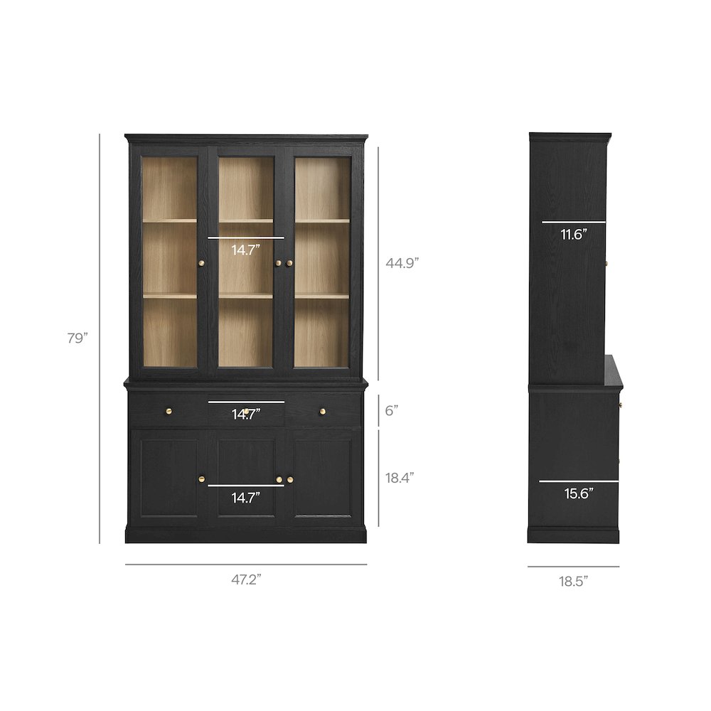 Amara 79 Inch Large Storage Display Cabinet