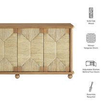 Marola 71 Inch Oak Wood Seagrass Sideboard