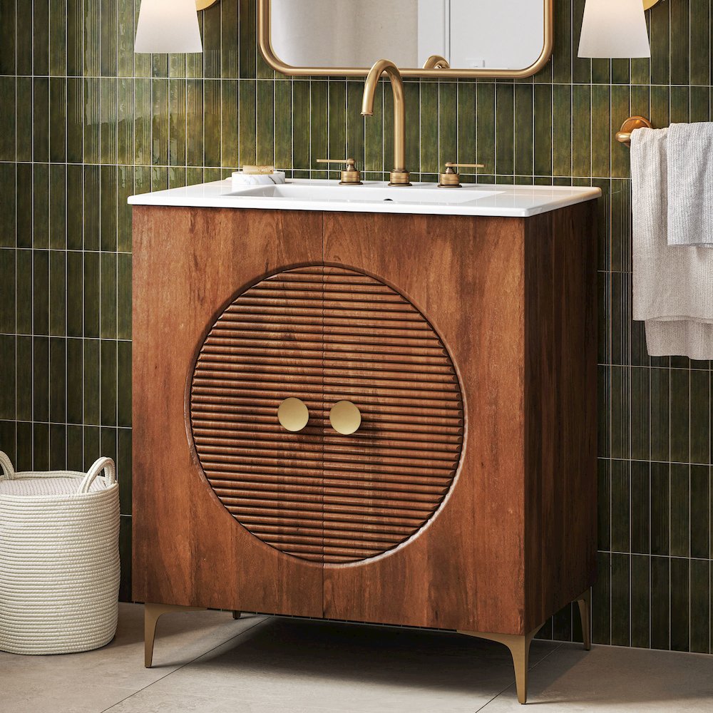 Vernon 30" Fluted Wood Vanity Cabinet With Sink