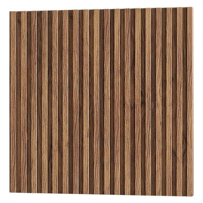 Fluted Wood Panel Wall-Mounted Coat Rack with Shelf and Hooks, Walnut