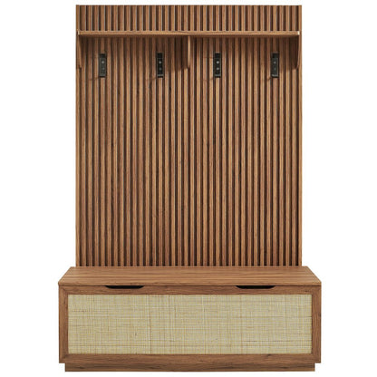 Soma Fluted 3-in-1 Hall Tree With Storage Bench and Coat Rack