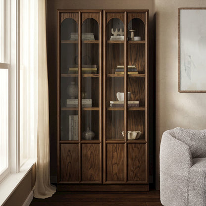 Anwen Solid Wood and Glass Display Cabinet