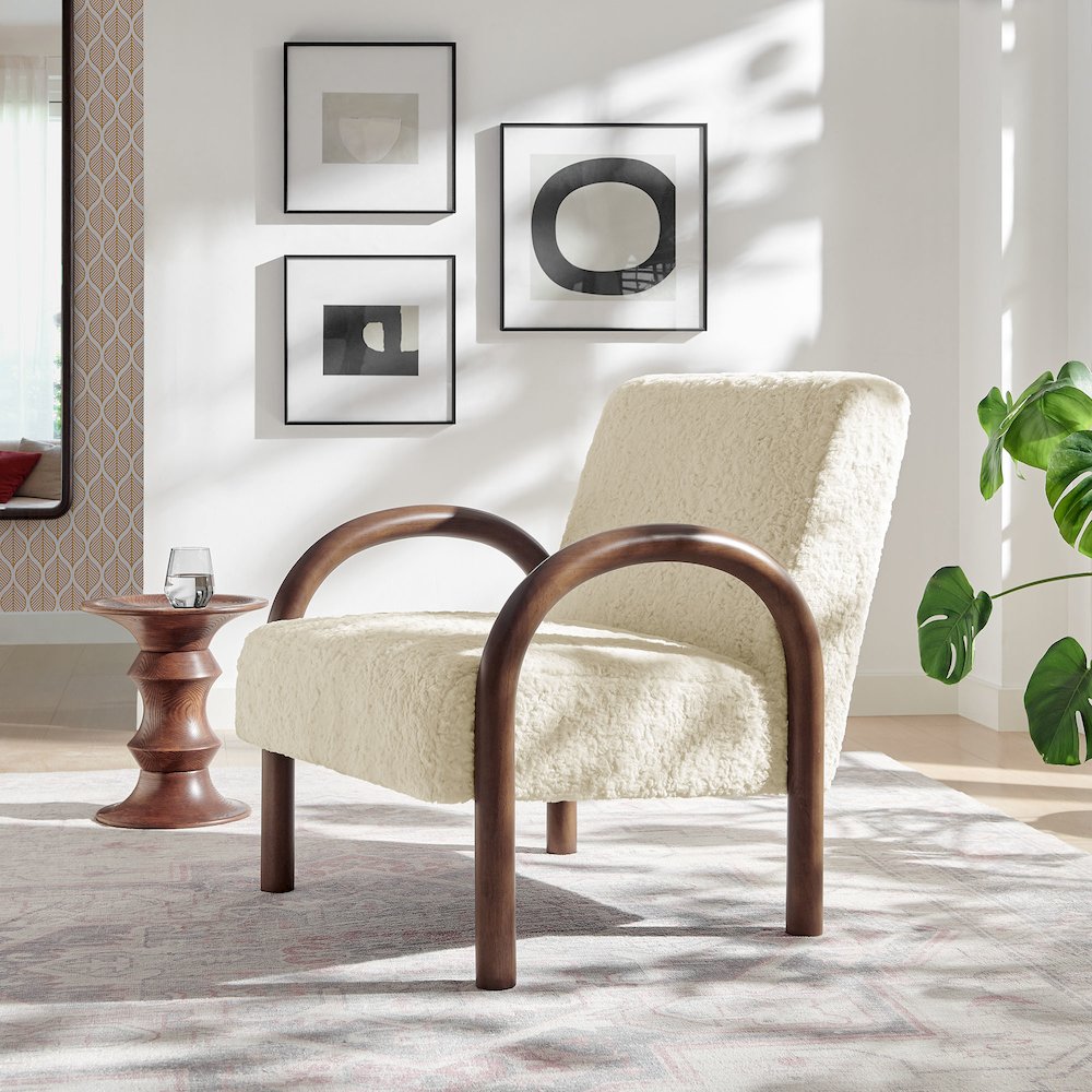 Lunet Faux Shearling Accent Armchair