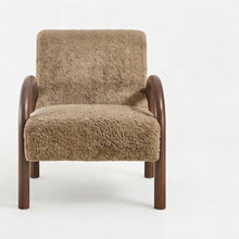 Faux Shearling Accent Armchair, Mid-Century Modern Reading Chair, Sand