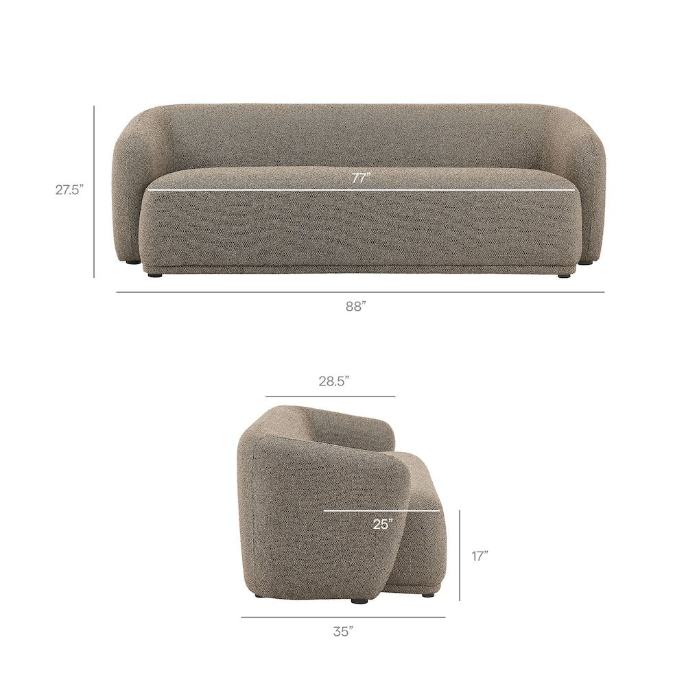 Monica 88 Inch Boucle Fabric Sofa