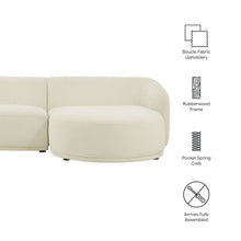 Monica 2 Piece Right Facing Boucle Fabric Modular Sofa with Chaise