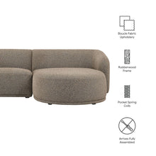 Monica 2 Piece Right Facing Boucle Fabric Modular Sofa with Chaise