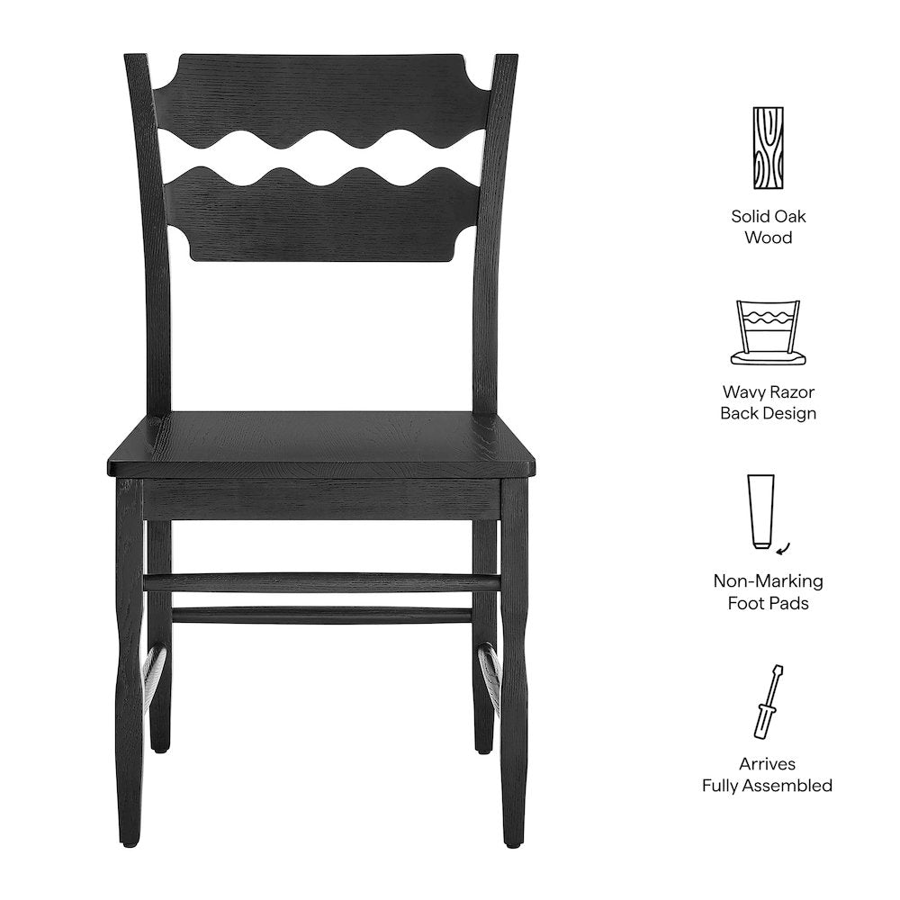 Jax Oak Wood Dining Chair With Wavy Razor Back