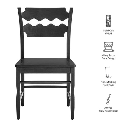 Jax Oak Wood Dining Chair With Wavy Razor Back