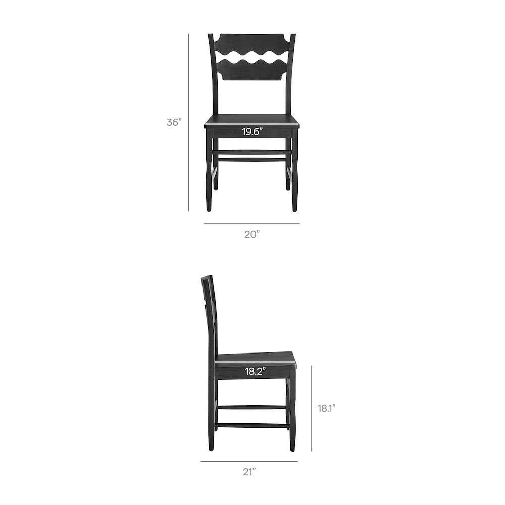 Jax Oak Wood Dining Chair With Wavy Razor Back