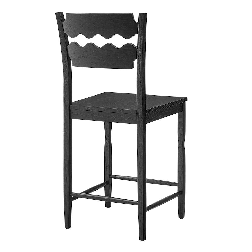 Jax Oak Wood Counter Stool With Wavy Razor Back